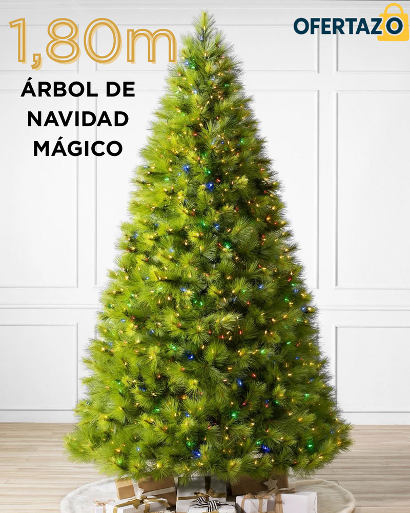 Árbol de Navidad MAGICA 1,80m con mando a distancia y micro LEDs de colores integrados + REGALO.